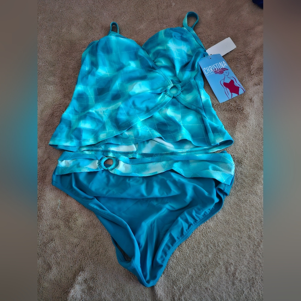 Christina 2pc swimming suits. SIze XL. Color Blue.
